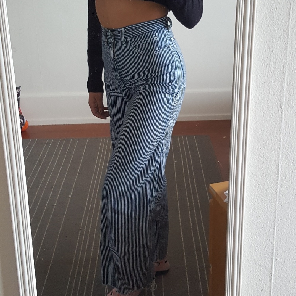 Blue and white striped wide leg jeans - Picture 3 of 4